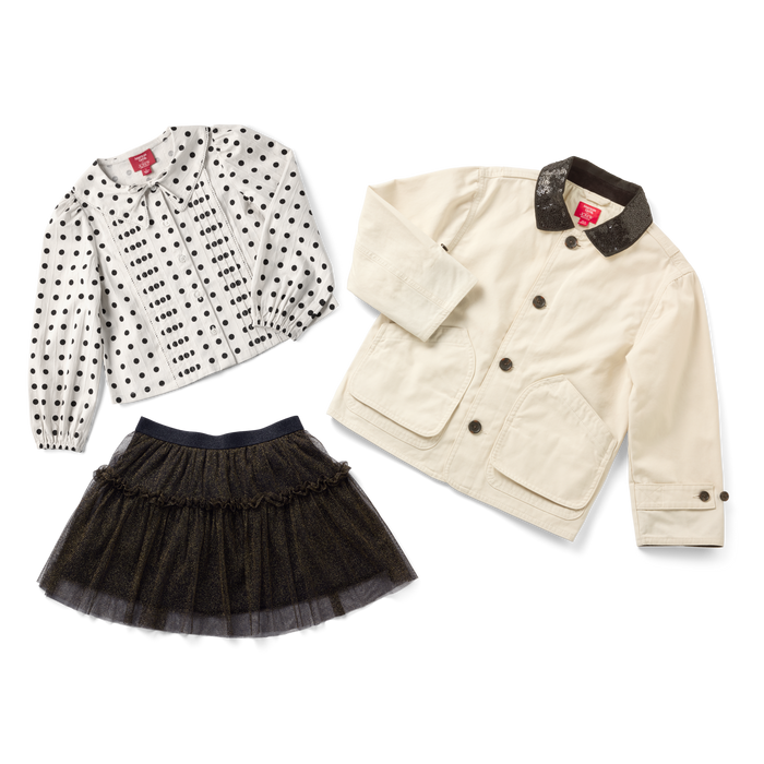 American Girl® x J.Crew Embellished Barn Jacket™, Polka-Dot Top & Tulle Skirt Bundle for Girls