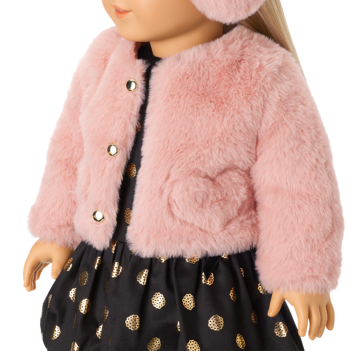 American Girl® x J.Crew Pink Faux-Fur Jacket for 18-inch Dolls