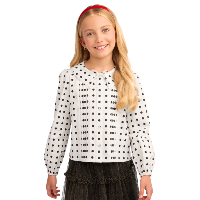 American Girl® x J.Crew Puff-Sleeve Polka-Dot Top for Girls