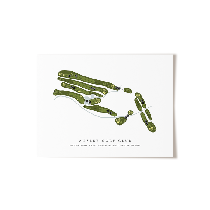 Ansley Golf Club - Midtown Course | Golf Course Map | Unframed