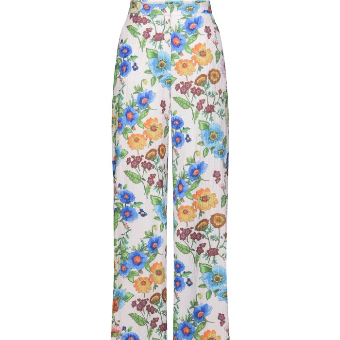 Floral-patterned pants on a white background