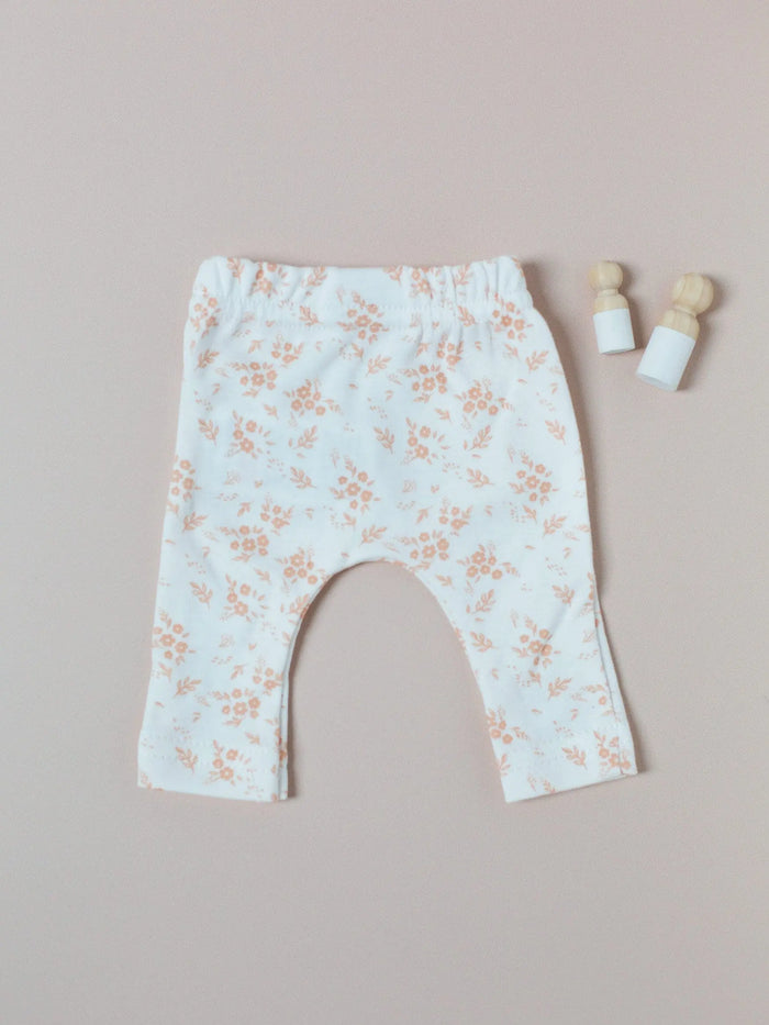 Apricot Floral Leggings, Premium 100% Organic Cotton Trousers / Leggings Tiny & Small