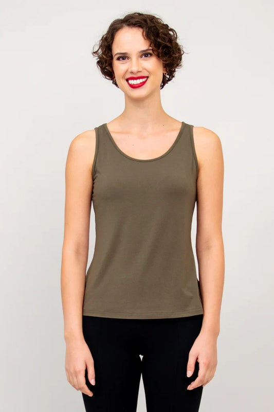 Avalon Bamboo Tank Top in Khaki Green