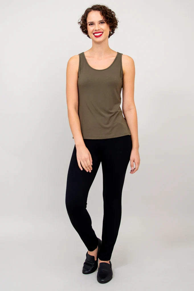 Avalon Bamboo Tank Top in Khaki Green