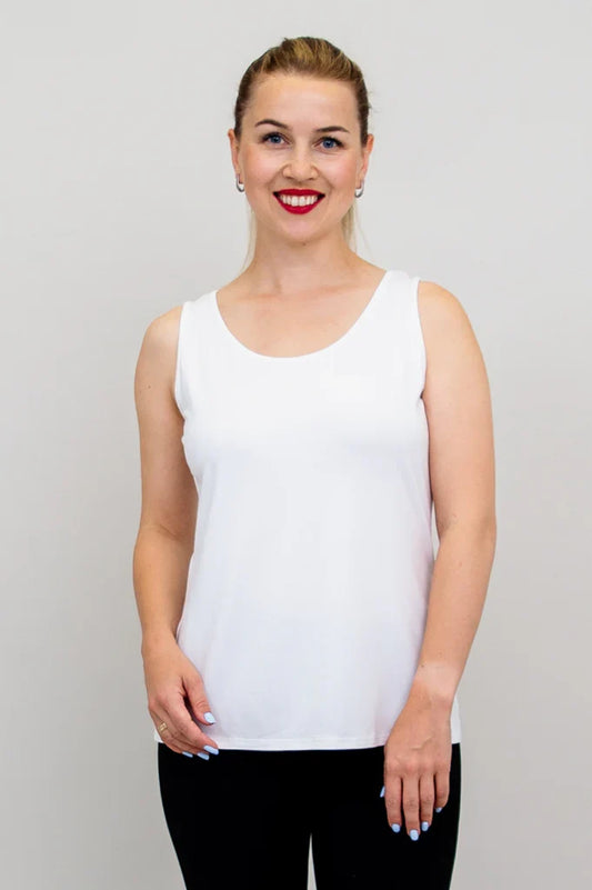 Avalon Bamboo Tank Top in White