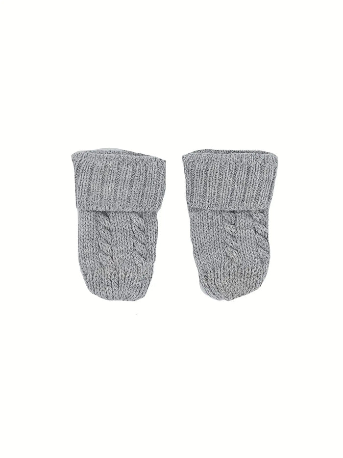 Tiny Baby Knitted Mittens, Grey Mittens Soft Touch