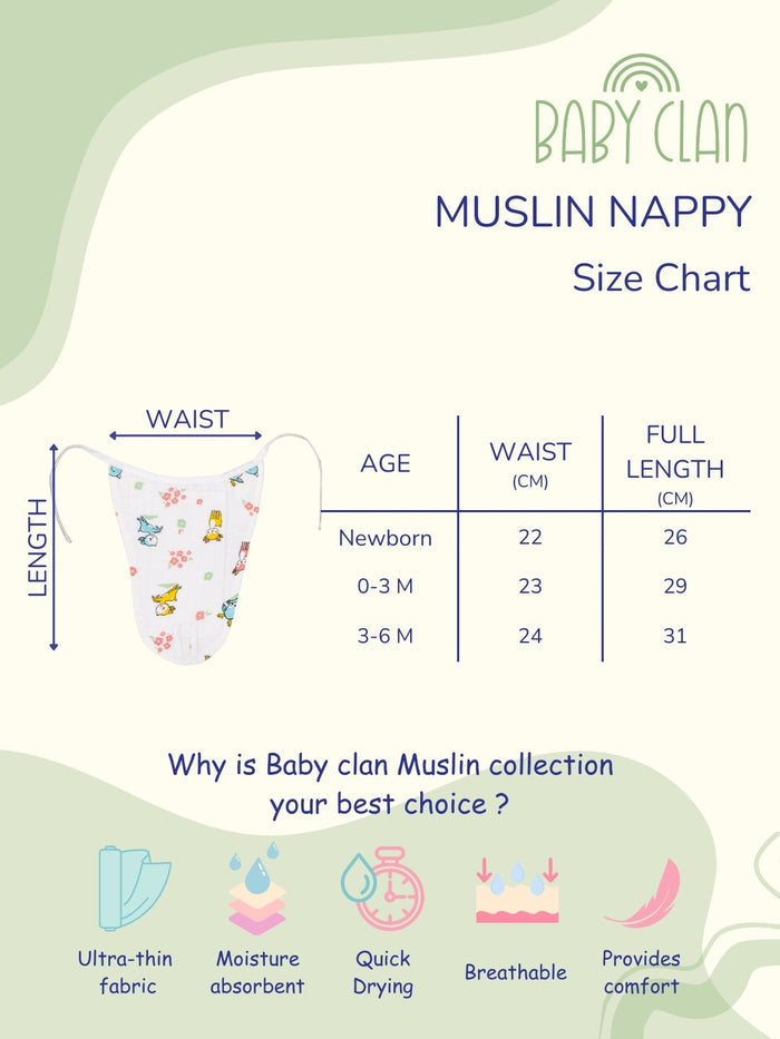 Babyclan Muslin Nappy - (Pack of 3)