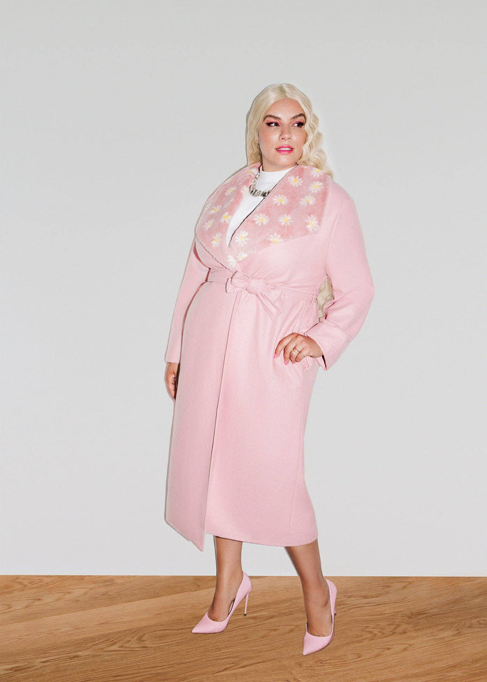 Barbie® Daisy Collar Wrap Coat - Laluxe Femme
