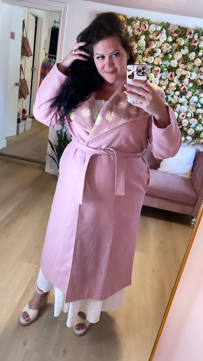 Barbie® Daisy Collar Wrap Coat - Laluxe Femme