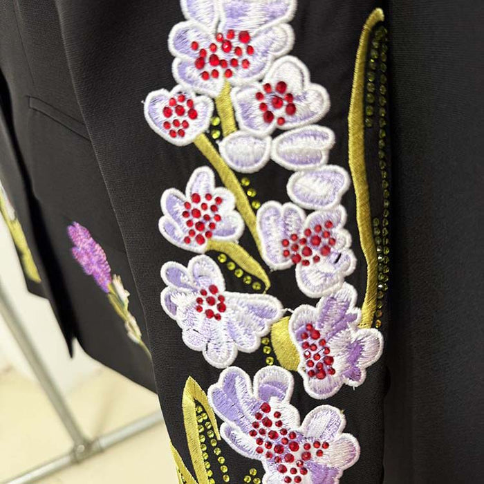Beaded Embroidery Blazer & Trousers Two-Piece Set