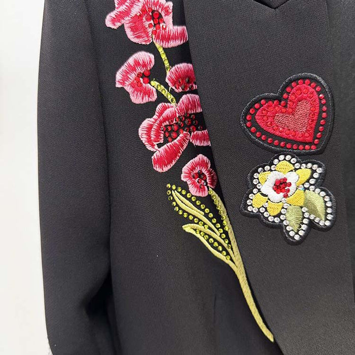 Beaded Embroidery Blazer & Trousers Two-Piece Set