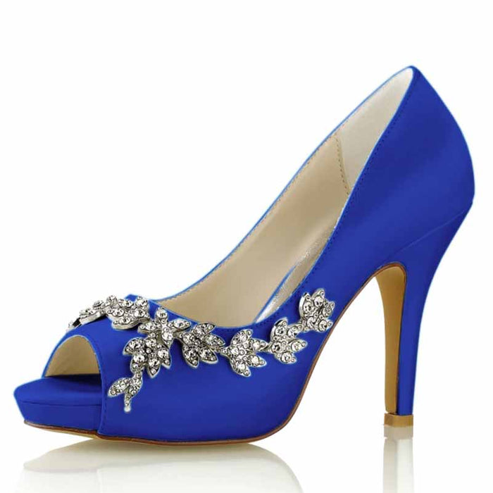 Beaded Wedding Shoes Peep Toe Stiletto Trendy Bridal Heels