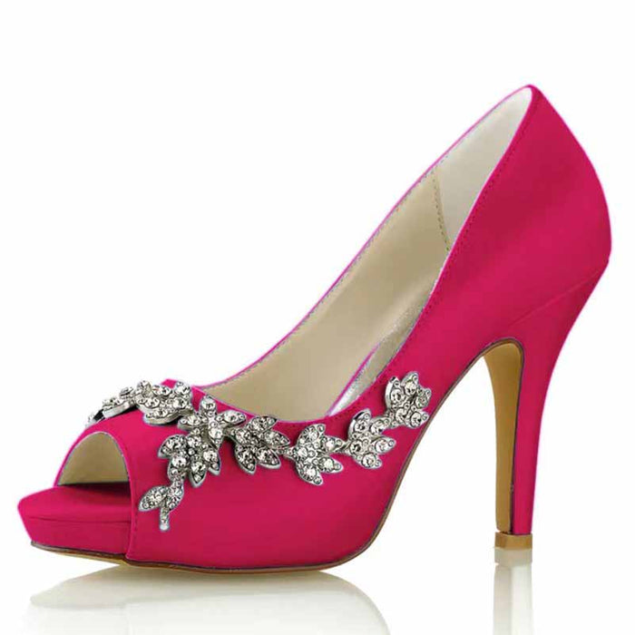 Beaded Wedding Shoes Peep Toe Stiletto Trendy Bridal Heels