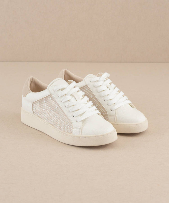 Berne White Pearl Studded Sneaker