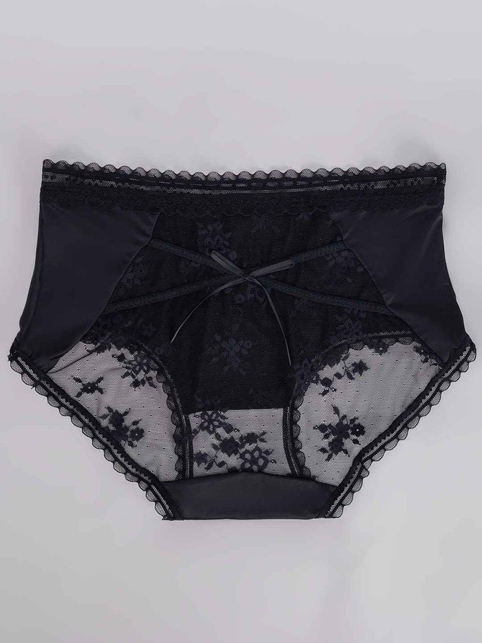 Black Lace Detail Mid-Rise Panty