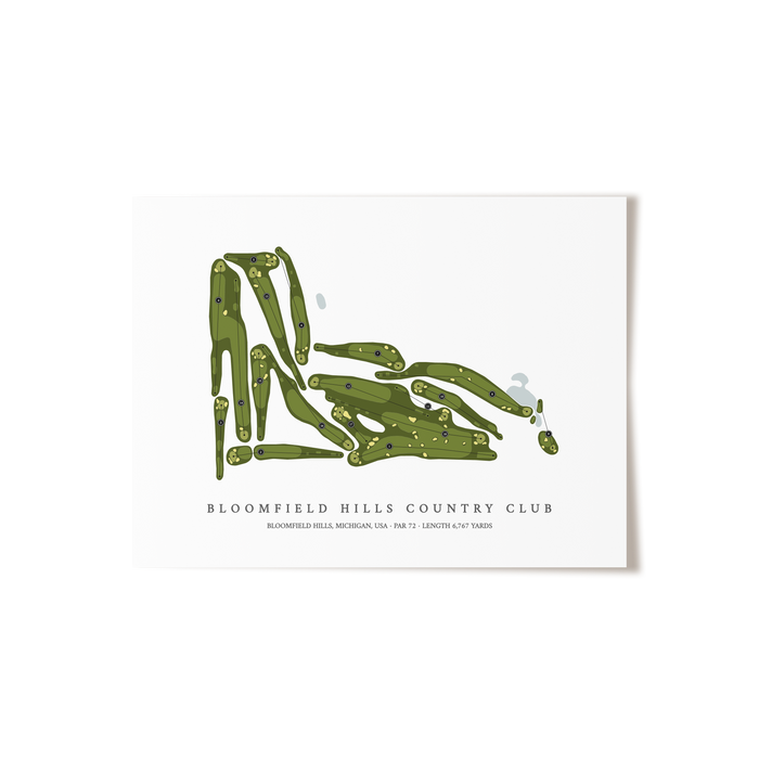 Bloomfield Hills Country Club | Golf Course Map | Unframed