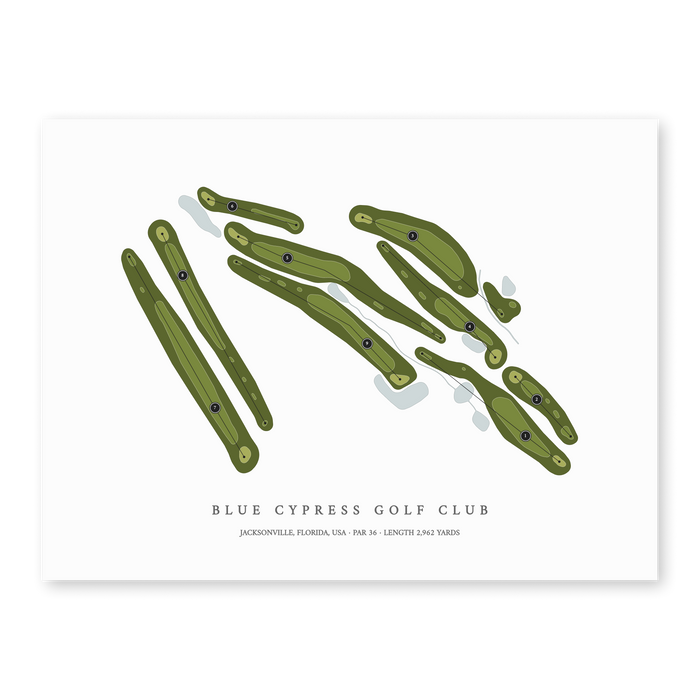 Blue Cypress Golf Club | Golf Course Map | Unframed