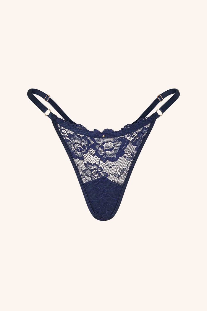 Blush One Size / Navy Thong Black