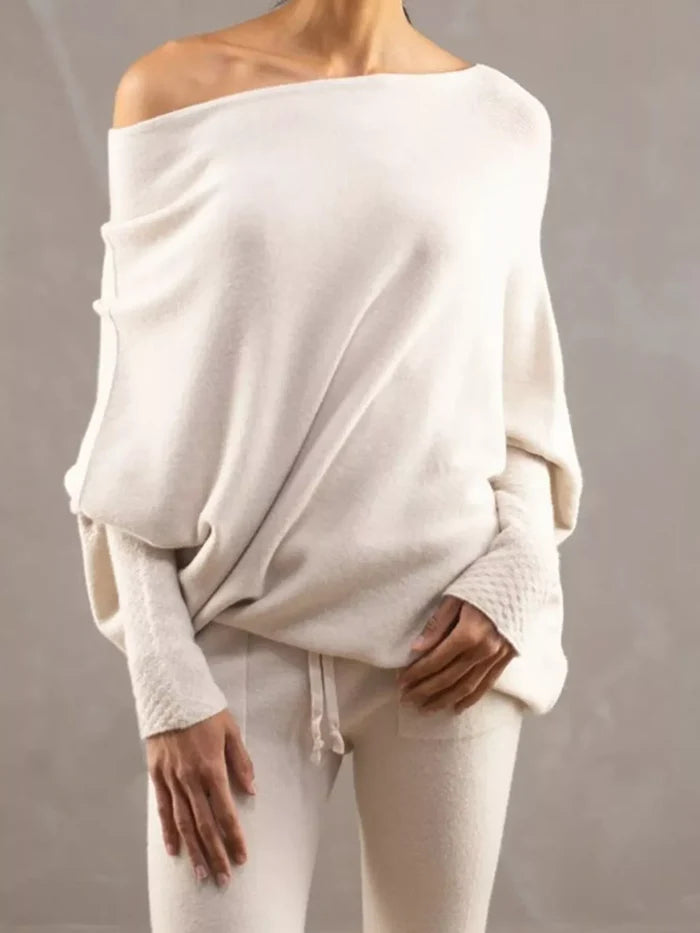 Boat Neck Long Sleeve Sweater