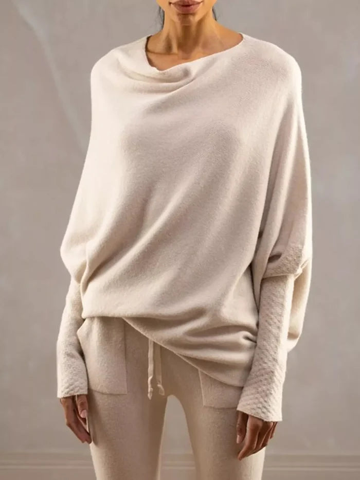 Boat Neck Long Sleeve Sweater