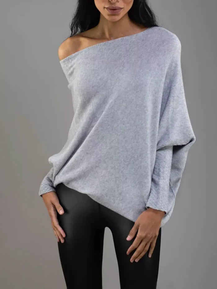 Boat Neck Long Sleeve Sweater