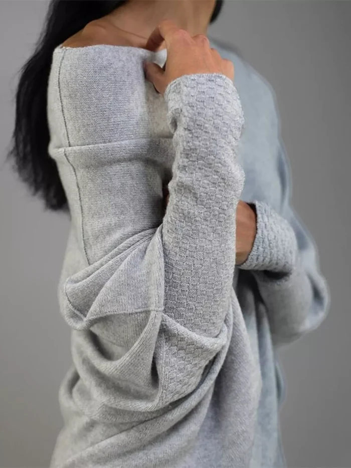 Boat Neck Long Sleeve Sweater