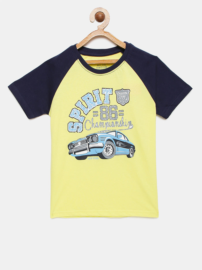 Boys Raglan Sleeve Printed Cotton T-Shirt