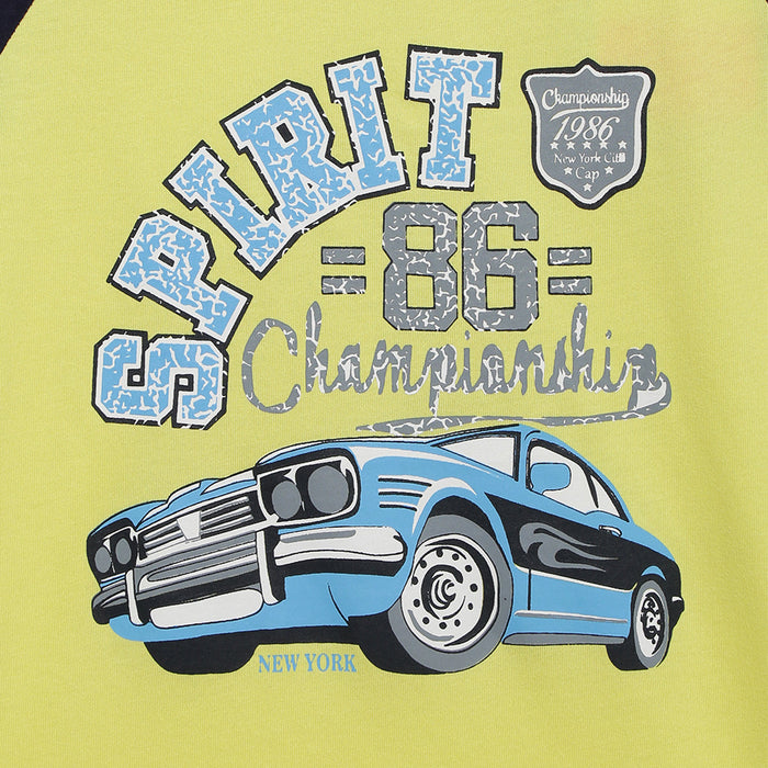 Boys Raglan Sleeve Printed Cotton T-Shirt
