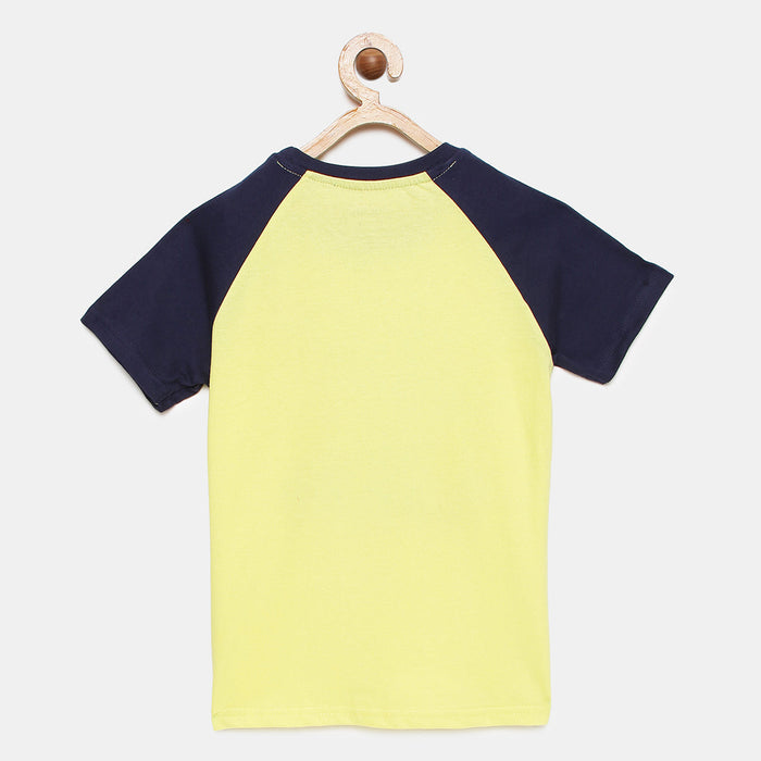 Boys Raglan Sleeve Printed Cotton T-Shirt