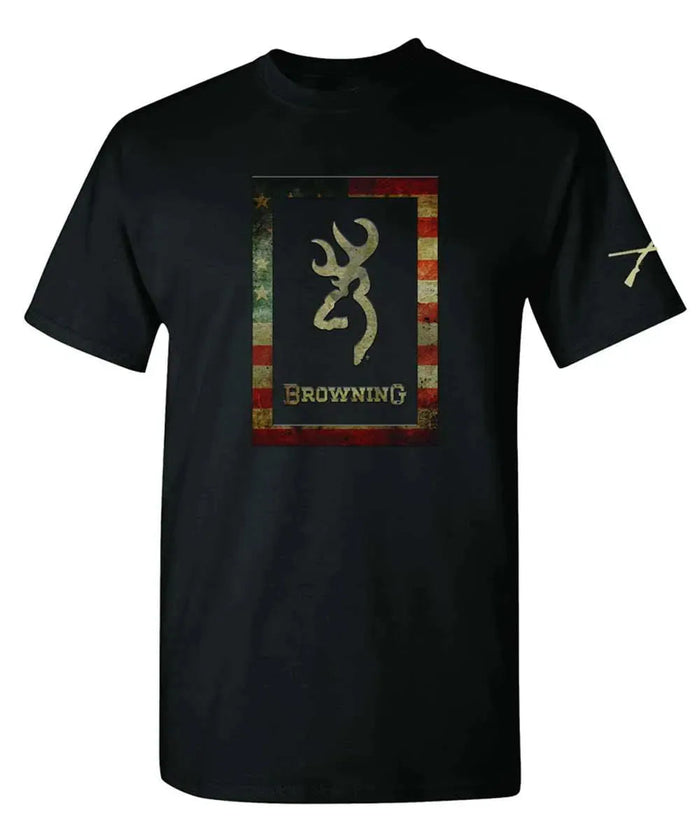 Browning Rustic Flag Frame (Black) - Mens T-Shirt - Hatcountry
