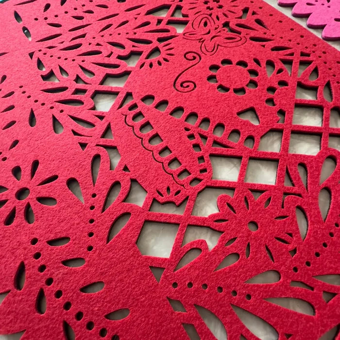 Butterfly Skull- Double-Sided Felt "Papel Picado" Placemat Sets