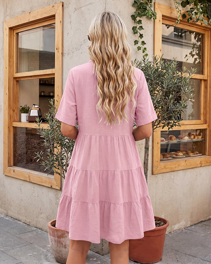 Button-Down A-Line Mini Dress