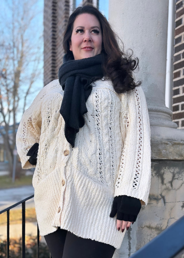 Cable Cardigan in Ivory
