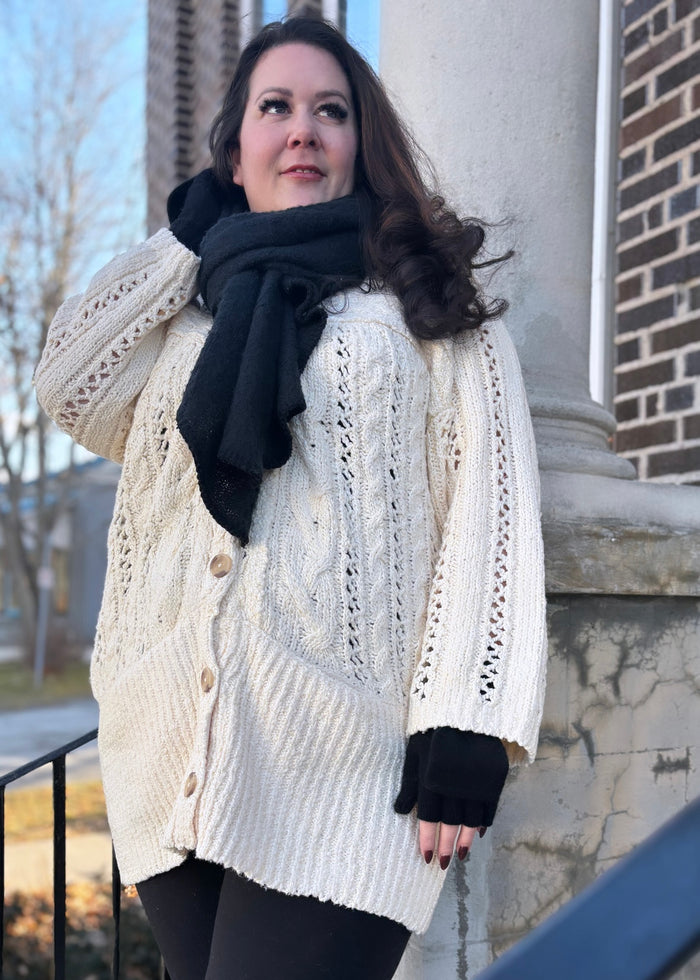 Cable Cardigan in Ivory