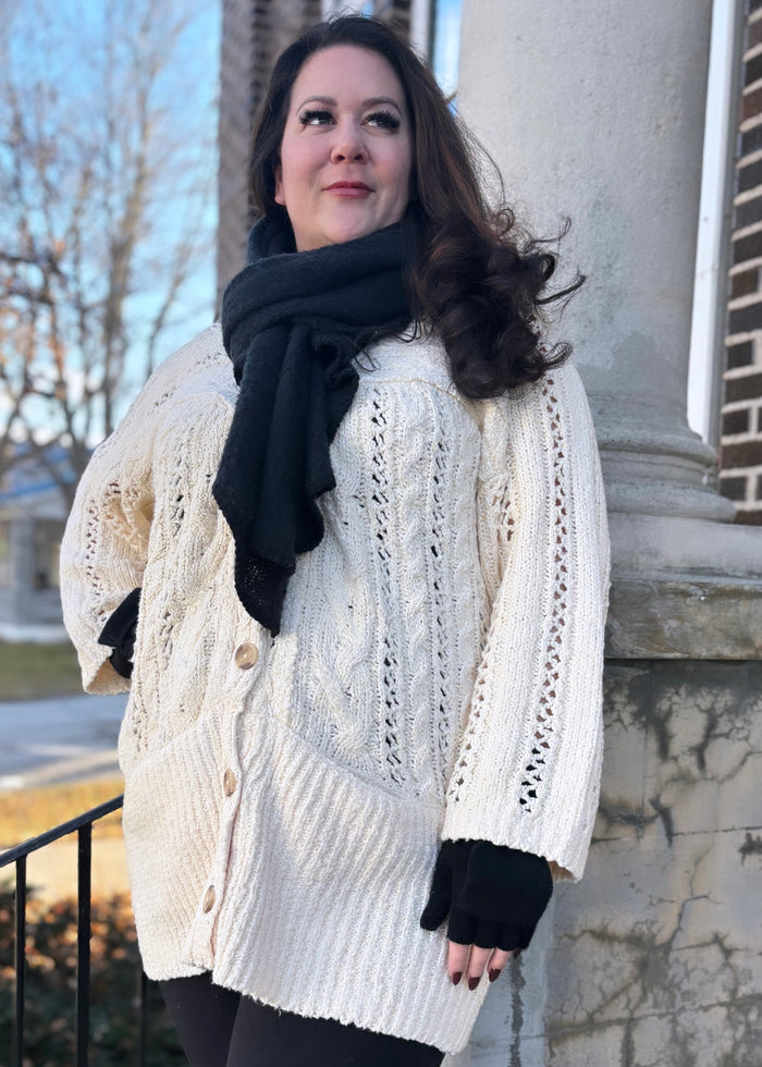 Cable Cardigan in Ivory