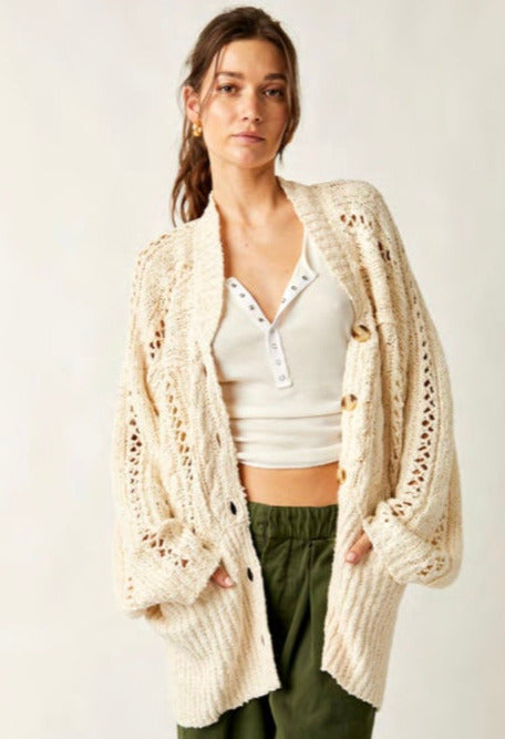 Cable Cardigan in Ivory