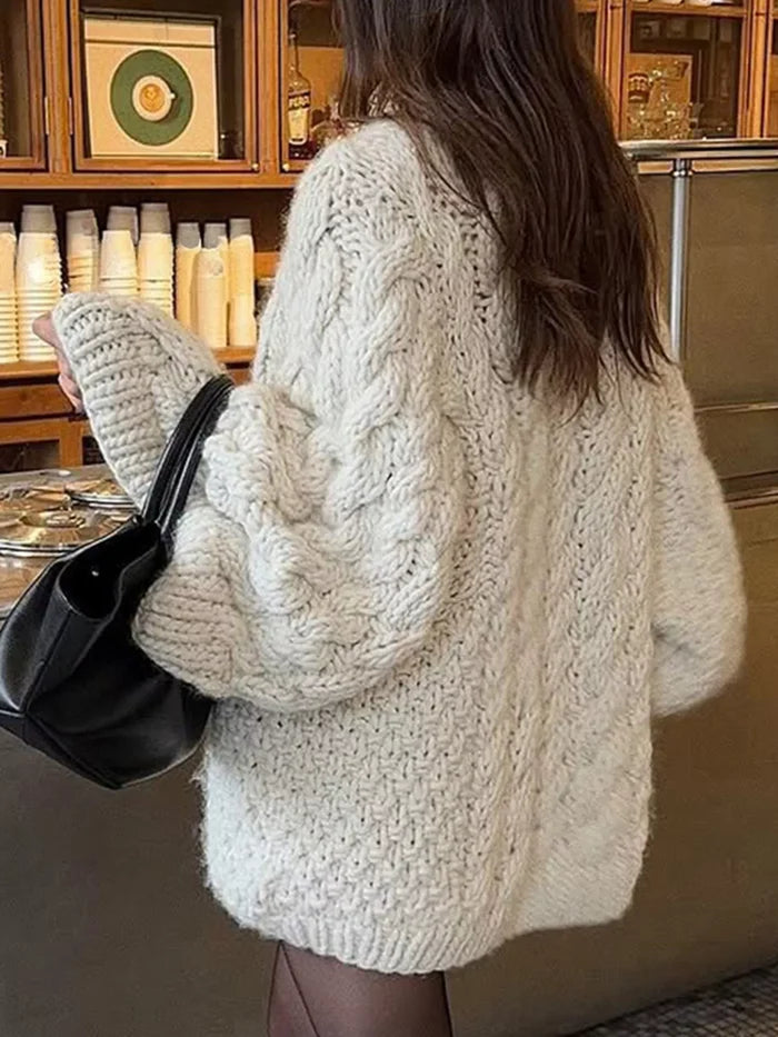 Cable Knit Round Neck Sweater