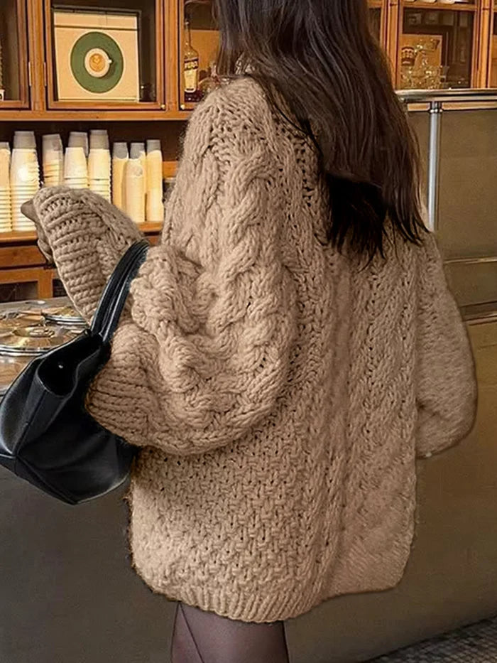 Cable Knit Round Neck Sweater