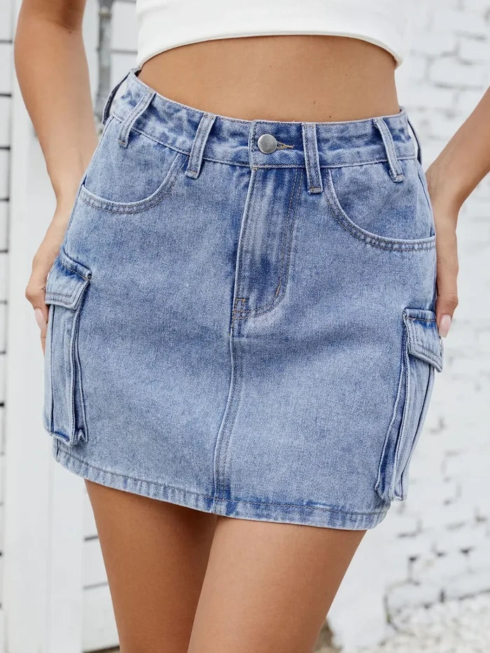 Cargo Denim Skirt