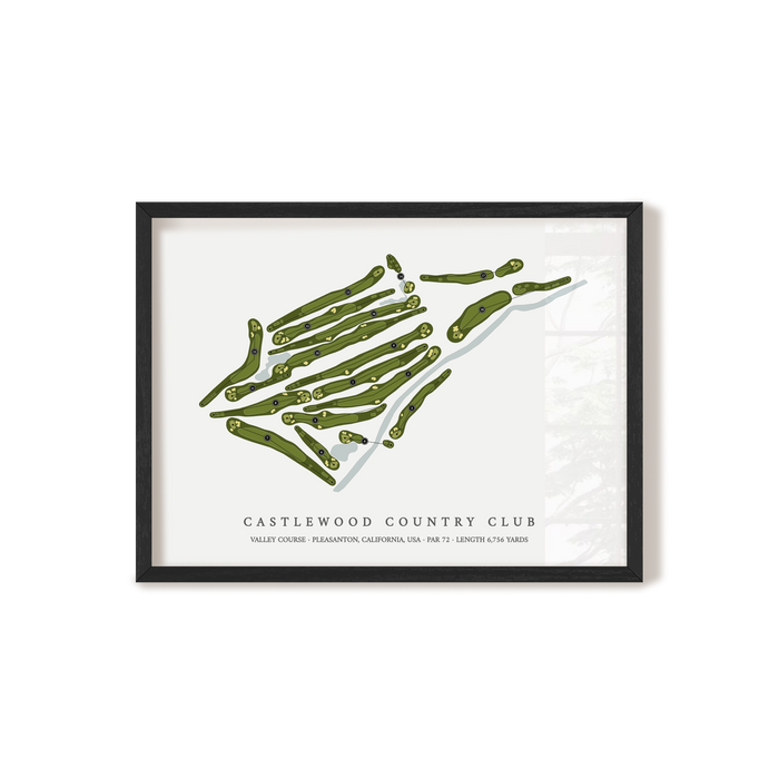Castlewood Country Club - Valley Course | Golf Course Map | Black Frame