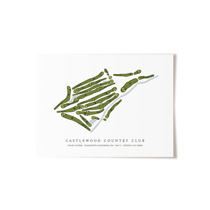 Castlewood Country Club - Valley Course | Golf Course Map | Unframed