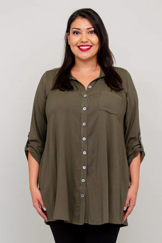 Celine Linen Button Down Tunic