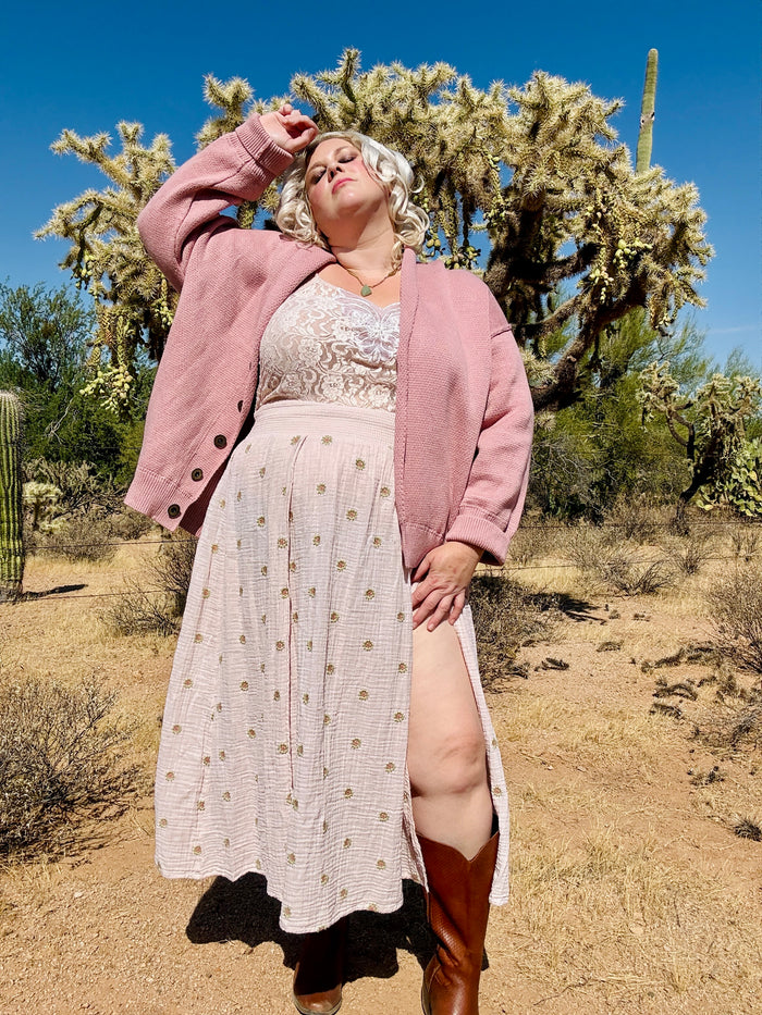 Chamomile Cardi in Washed Rose Sugar