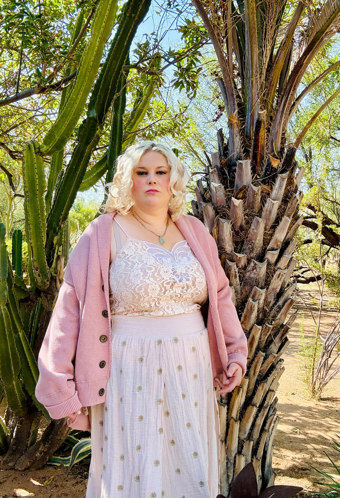Chamomile Cardi in Washed Rose Sugar