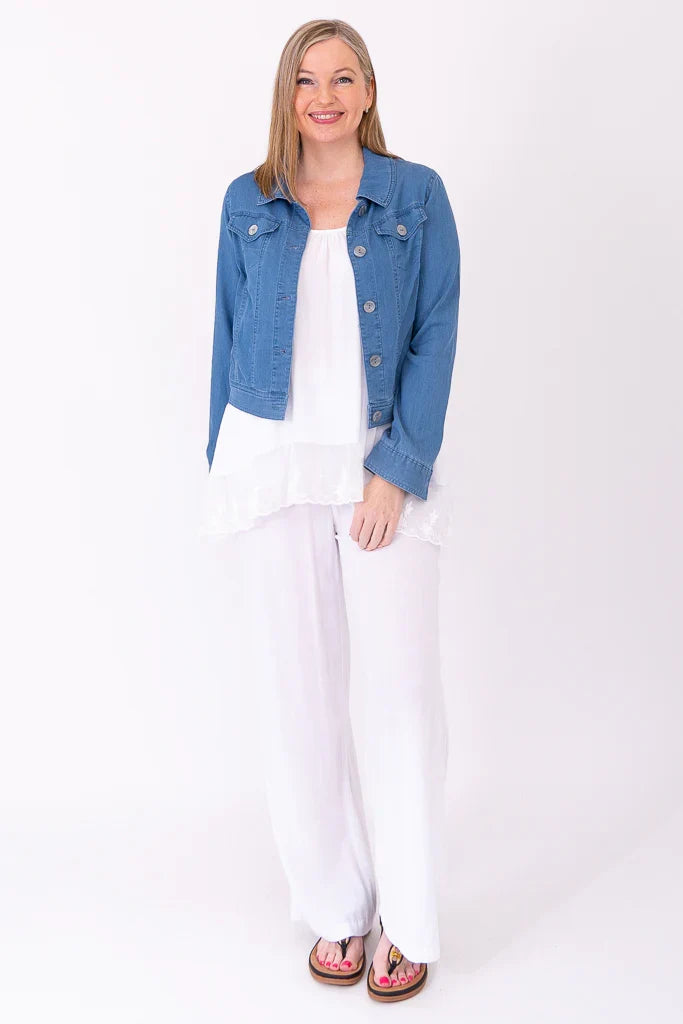 Chantilly Lace Long Layered Tank Top in White