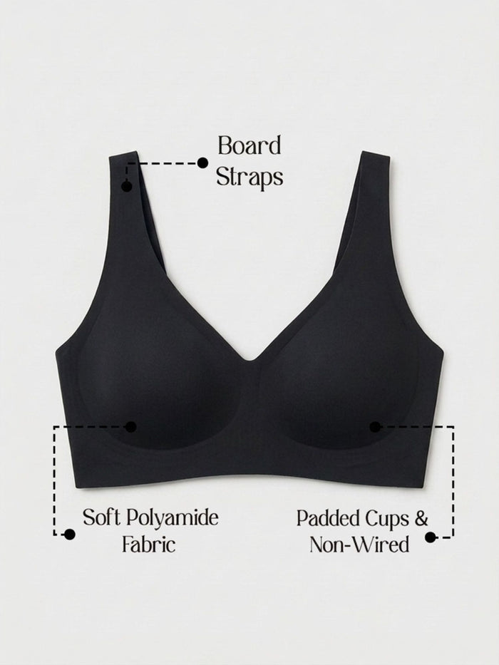 Chelvet Black Seamless Padded Bra