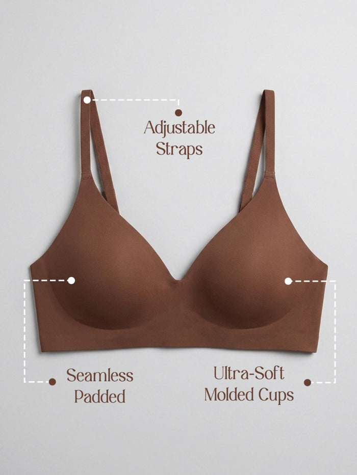 Chelvet Brown Seamless Padded Slip-on Bra