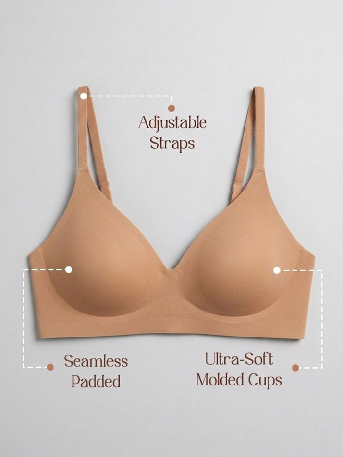 Chelvet Light Brown Seamless Padded Slip-on Bra