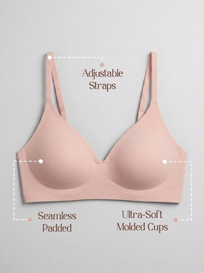 Chelvet Light Pink Seamless Padded Slip-on Bra