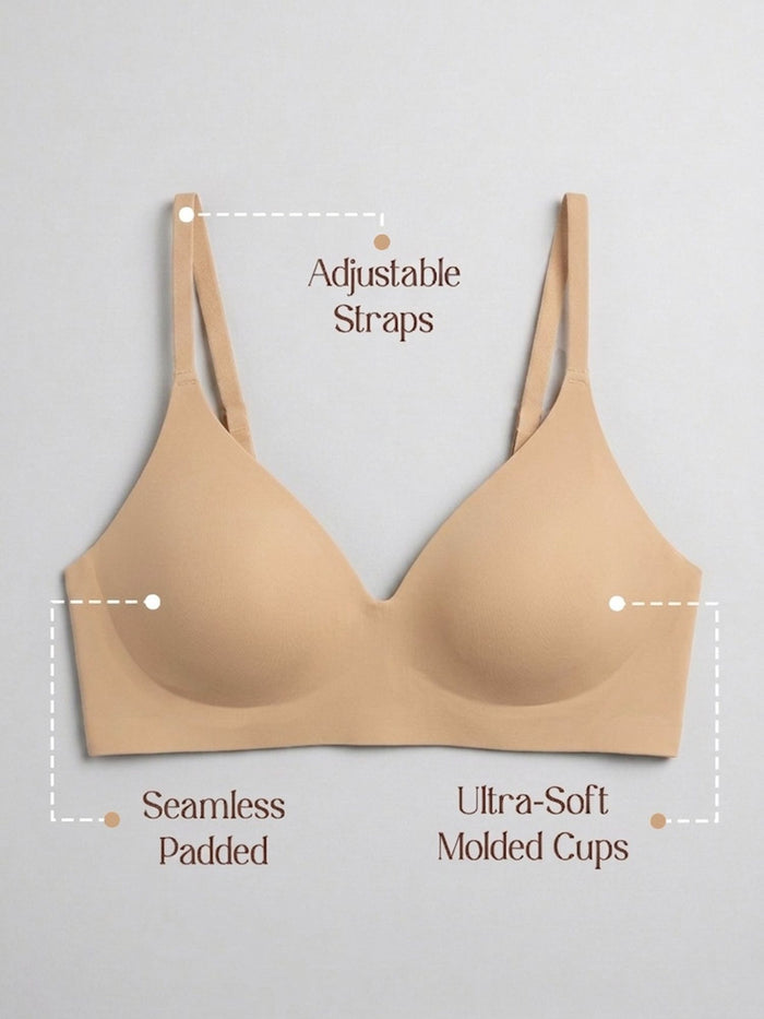 Chelvet Nude Seamless Padded Slip-on Bra